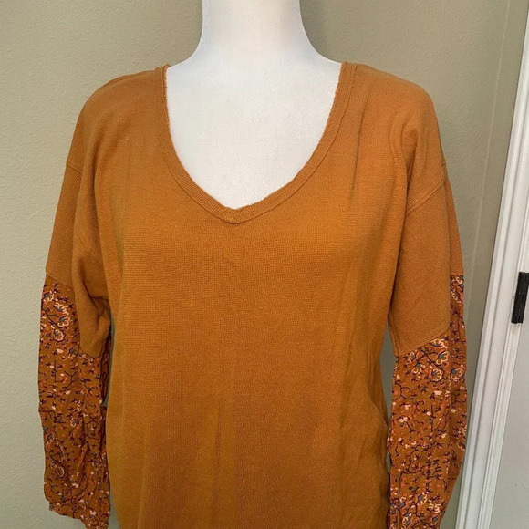ANTHROPOLOGIE Annette Thermal Waffle Knit/Floral Top - Small - Picture 3 of 8